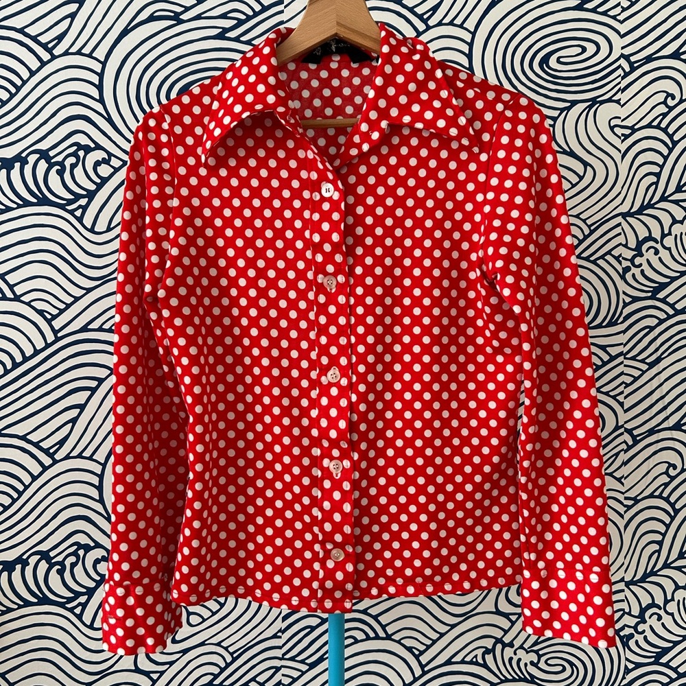 Vintage Polka Dot Button Up